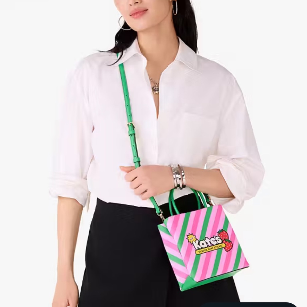 Kate Spade Pink and Green Hand Bag or  Crossbody Bag Mini Tote